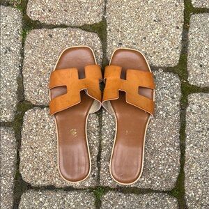Brown Leather H Sandals